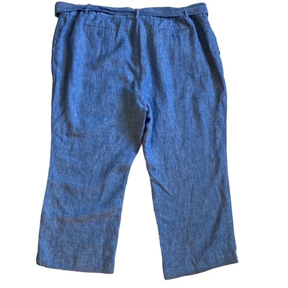 Talbots Blue Linen Pants Petites 22WP Pockets Tie Belt Coastal Nantucket Capsule - Picture 6 of 7